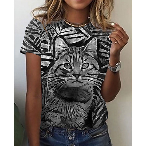 Women's 3D Cat Painting T shirt Cat 3D Animal Print Round Neck Basic Tops Black
Women's 3D Cat Painting T shirt Cat 3D Animal Print Round Neck Basic Tops Black