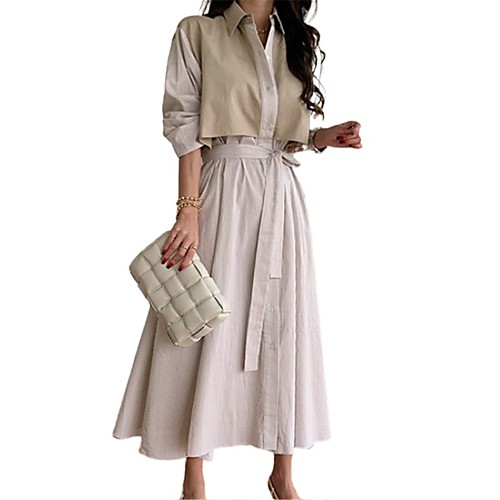 Women's A Line Dress Maxi long Dress khaki Black Long Sleeve Solid Color Spring Summer Casual 2021 S M L XL / Cotton / Cotton
Women's A Line Dress Maxi long Dress khaki Black Long Sleeve Solid Color Spring Summer Casual 2021 S M L XL / Cotton / Cotton
