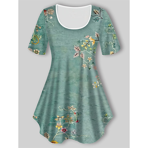 Women's Plus Size Tops T shirt Floral Graphic Print Short Sleeve Crewneck Basic Green Big Size XL XXL 3XL 4XL 5XL / Holiday
Women's Plus Size Tops T shirt Floral Graphic Print Short Sleeve Crewneck Basic Green Big Size XL XXL 3XL 4XL 5XL / Holiday