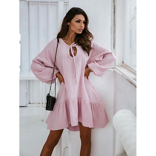 Women's A Line Dress Knee Length Dress Blushing Pink White Black Apricot Long Sleeve Solid Color Spring, Fall, Winter, Summer Round Neck Casual Loose 2021 S M L XL 2XL
Women's A Line Dress Knee Length Dress Blushing Pink White Black Apricot Long Sleeve Solid Color Spring, Fall, Winter, Summer Round Neck Casual Loose 2021 S M L XL 2XL