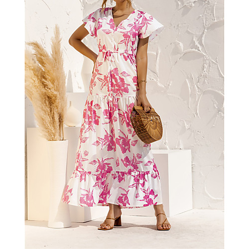 2021 cross-border spring and summer amazon hot short-sleeved v-neck flower print lace button dress long skirt
2021 cross-border spring and summer amazon hot short-sleeved v-neck flower print lace button dress long skirt