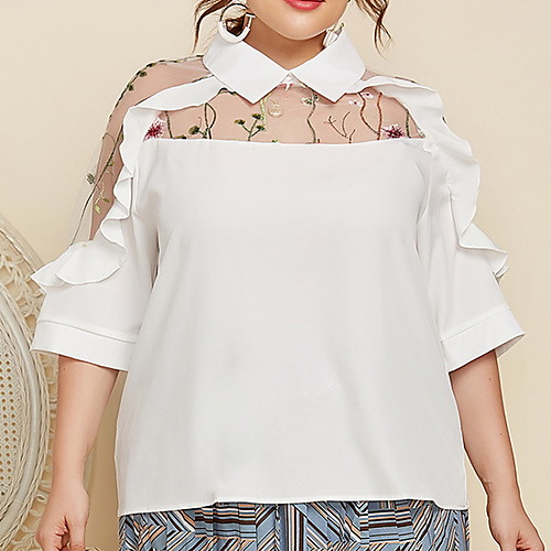 Women's Plus Size Tops Blouse Plain Patchwork Half Sleeve Shirt Collar White Big Size XL XXL 3XL 4XL
Women's Plus Size Tops Blouse Plain Patchwork Half Sleeve Shirt Collar White Big Size XL XXL 3XL 4XL