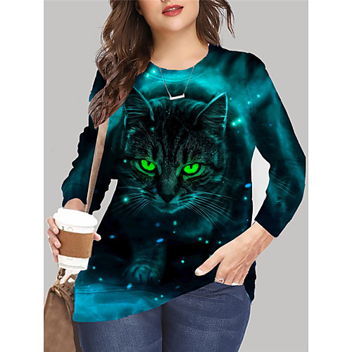 Women's Plus Size Tops Pullover Sweatshirt Cat Graphic Animal Print Long Sleeve Crewneck Basic Fall Summer Green Black Big Size XL XXL 3XL 4XL 5XL
Women's Plus Size Tops Pullover Sweatshirt Cat Graphic Animal Print Long Sleeve Crewneck Basic Fall Summer Green Black Big Size XL XXL 3XL 4XL 5XL