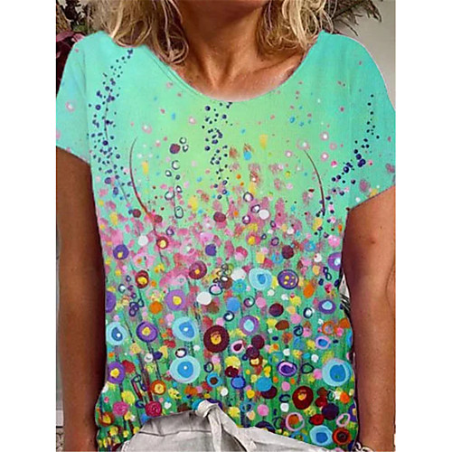 Women's Floral Theme Painting T shirt Floral Graphic Print Round Neck Basic Tops Blue
Women's Floral Theme Painting T shirt Floral Graphic Print Round Neck Basic Tops Blue