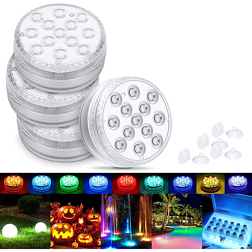 Submersible LED Light Outdoor Lights Waterproof 1X 2X 3X 4X 8X 10X SMD5050 Upgrade 13 LED IP68 RGB Submersible Light With Magnet and Suction Cup For Swimming Pool Pond Light Underwater Tea Colorful Light Colorful Lighting With Remote Controller
Submersible LED Light Outdoor Lights Waterproof 1X 2X 3X 4X 8X 10X SMD5050 Upgrade 13 LED IP68 RGB Submersible Light With Magnet and Suction Cup For Swimming Pool Pond Light Underwater Tea Colorful Light Colorful Lighting With Remote Controller