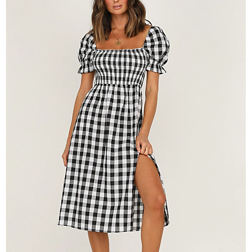 Women's Knee Length Dress Blue Black Short Sleeve Plaid / Check Spring Summer Casual 2021 S M L XL
Women's Knee Length Dress Blue Black Short Sleeve Plaid / Check Spring Summer Casual 2021 S M L XL