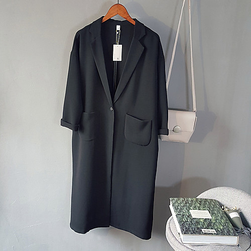 Women's Coat Casual / Daily Spring Summer Long Coat V Neck Regular Fit Casual Jacket Solid Color Pocket Gray Black
Women's Coat Casual / Daily Spring Summer Long Coat V Neck Regular Fit Casual Jacket Solid Color Pocket Gray Black