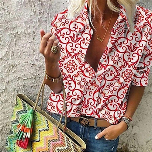 Women's Blouse Shirt Graphic Long Sleeve Print Shirt Collar Basic Streetwear Tops Blue Red Yellow
Women's Blouse Shirt Graphic Long Sleeve Print Shirt Collar Basic Streetwear Tops Blue Red Yellow