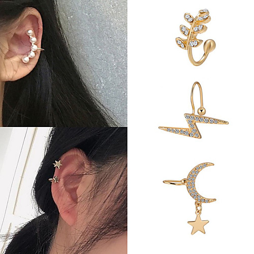 Ear Cuff Classic Leaf Moon Star Stylish Simple Punk European Trendy Imitation Pearl Imitation Diamond Earrings Jewelry Gold For Party Evening Street Date Birthday Festival
Ear Cuff Classic Leaf Moon Star Stylish Simple Punk European Trendy Imitation Pearl Imitation Diamond Earrings Jewelry Gold For Party Evening Street Date Birthday Festival