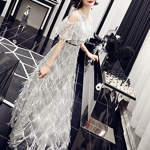 A-Line Glittering Elegant Party Wear Prom Dress Jewel Neck Short Sleeve Ankle Length Tulle Sequined with Sash / Ribbon Tassel 2021
A-Line Glittering Elegant Party Wear Prom Dress Jewel Neck Short Sleeve Ankle Length Tulle Sequined with Sash / Ribbon Tassel 2021