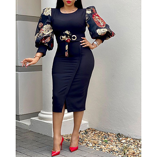 Women's Sheath Dress Knee Length Dress Blue Yellow Red Wine Green White Black Navy Blue Long Sleeve Pattern Summer Casual 2021 S M L XL XXL XXXL
Women's Sheath Dress Knee Length Dress Blue Yellow Red Wine Green White Black Navy Blue Long Sleeve Pattern Summer Casual 2021 S M L XL XXL XXXL
