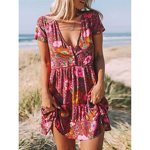 Women's Sundress Short Mini Dress Blue Green Red Short Sleeve Floral Ruffle Print Summer V Neck Casual Beach 2021 S M L XL XXL 3XL
Women's Sundress Short Mini Dress Blue Green Red Short Sleeve Floral Ruffle Print Summer V Neck Casual Beach 2021 S M L XL XXL 3XL