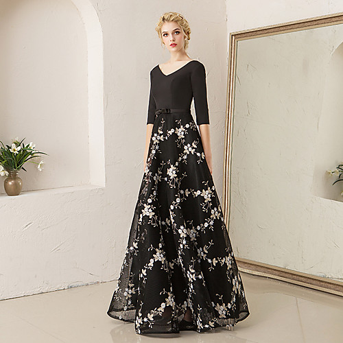 A-Line Elegant Sexy Wedding Guest Formal Evening Dress V Neck 3/4 Length Sleeve Floor Length Tulle with Sash / Ribbon Pattern / Print 2021
A-Line Elegant Sexy Wedding Guest Formal Evening Dress V Neck 3/4 Length Sleeve Floor Length Tulle with Sash / Ribbon Pattern / Print 2021