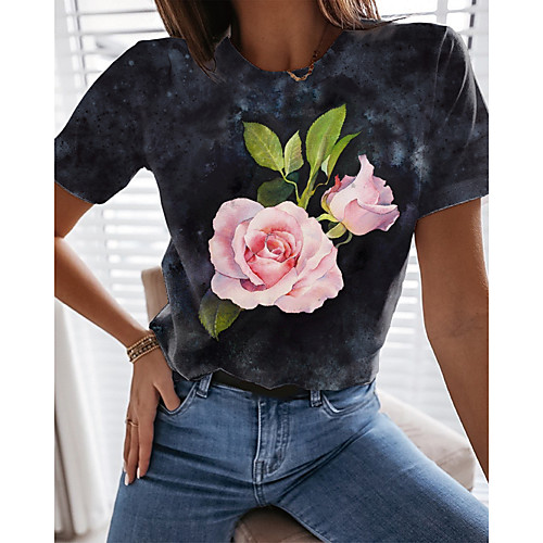Women's Floral Theme Painting T shirt Floral Graphic 3D Print Round Neck Basic Tops Black
Women's Floral Theme Painting T shirt Floral Graphic 3D Print Round Neck Basic Tops Black