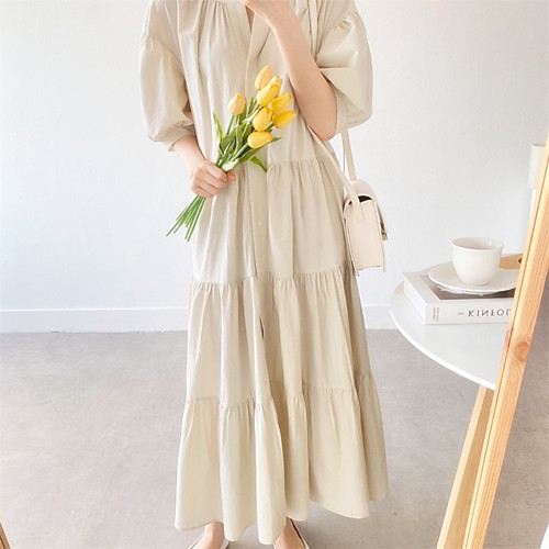 Women's Loose Maxi long Dress Black Apricot Half Sleeve Solid Color Spring Summer Casual Loose 2021 M L
Women's Loose Maxi long Dress Black Apricot Half Sleeve Solid Color Spring Summer Casual Loose 2021 M L