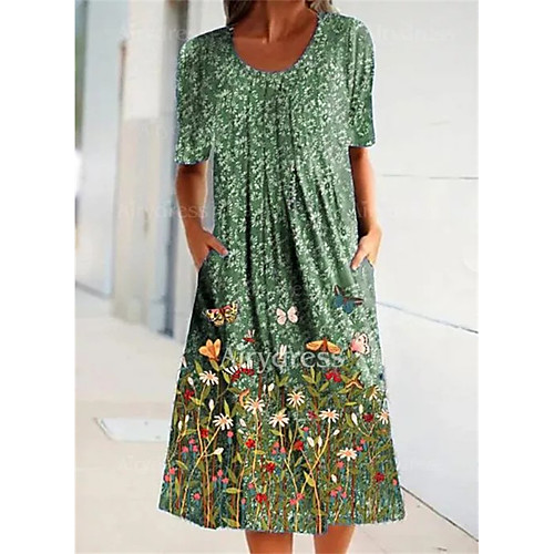 Women's Shift Dress Midi Dress Blue Wine Green Short Sleeve Floral Butterfly Ruched Print Fall Spring Round Neck Casual Holiday Loose 2021 S M L XL XXL
Women's Shift Dress Midi Dress Blue Wine Green Short Sleeve Floral Butterfly Ruched Print Fall Spring Round Neck Casual Holiday Loose 2021 S M L XL XXL