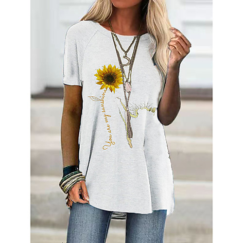 Women's T shirt Floral Graphic Print Round Neck Tops Basic Basic Top White Gray
Women's T shirt Floral Graphic Print Round Neck Tops Basic Basic Top White Gray