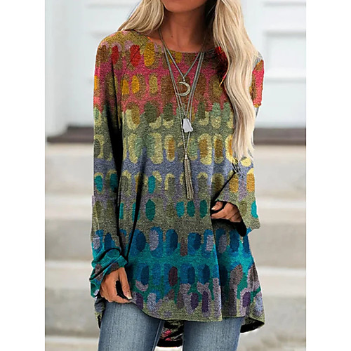 Women's Abstract Painting T shirt Graphic Color Block Long Sleeve Print Round Neck Basic Tops Blue
Women's Abstract Painting T shirt Graphic Color Block Long Sleeve Print Round Neck Basic Tops Blue