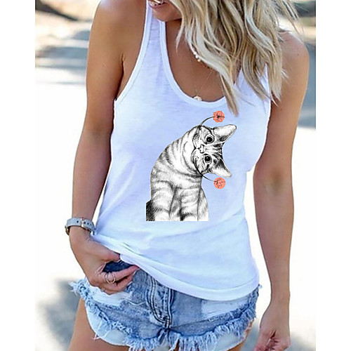 Women's Beach 3D Cat Tank Top Vest T shirt Cat Animal Print U Neck Basic Streetwear Tops White Black Gray
Women's Beach 3D Cat Tank Top Vest T shirt Cat Animal Print U Neck Basic Streetwear Tops White Black Gray
