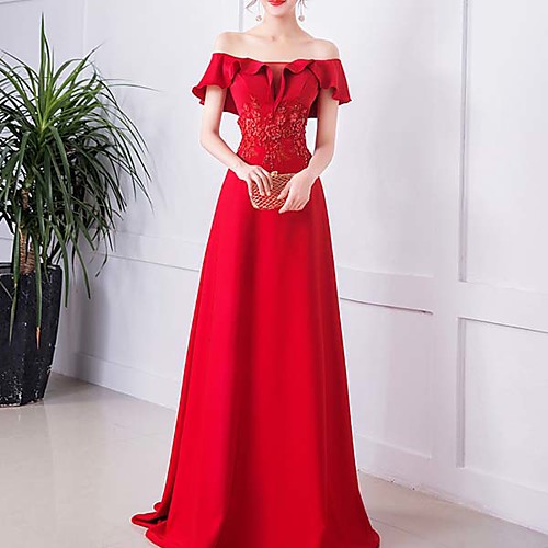 A-Line Elegant Floral Engagement Formal Evening Dress Off Shoulder Short Sleeve Floor Length Satin with Appliques 2021
A-Line Elegant Floral Engagement Formal Evening Dress Off Shoulder Short Sleeve Floor Length Satin with Appliques 2021