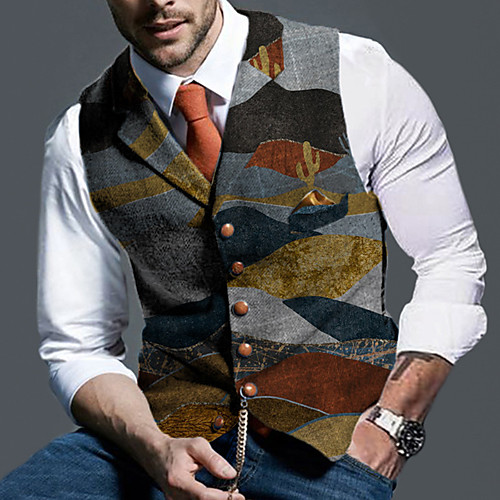 Men's Suit Vest Waistcoat Party Evening Festival Casual Vintage British Color Block Single Breasted One-button Slim Polyester Men's Suit Gray - Shirt Collar
Men's Suit Vest Waistcoat Party Evening Festival Casual Vintage British Color Block Single Breasted One-button Slim Polyester Men's Suit Gray - Shirt Collar