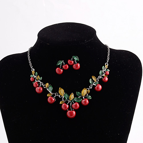 cherry jewelry set necklace and earrings set, female fashion dinner dress, bridal accessories
cherry jewelry set necklace and earrings set, female fashion dinner dress, bridal accessories