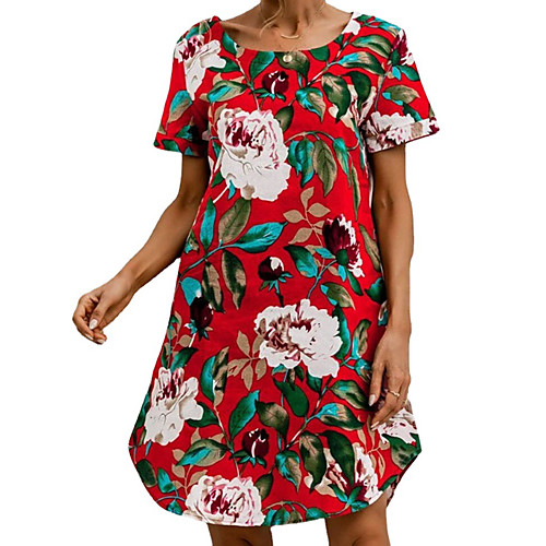 Women's T Shirt Dress Tee Dress Knee Length Dress Creamy-white Red Short Sleeve Print Flower Spring Summer Casual / Daily 2021 S M L XL XXL XXXL
Women's T Shirt Dress Tee Dress Knee Length Dress Creamy-white Red Short Sleeve Print Flower Spring Summer Casual / Daily 2021 S M L XL XXL XXXL