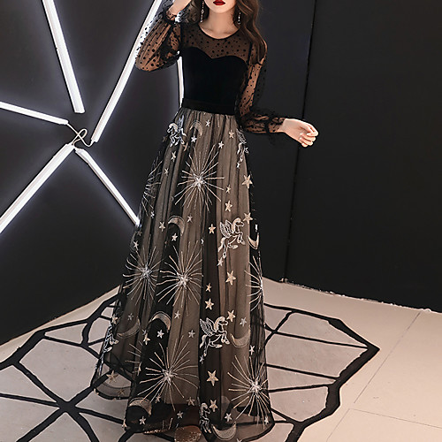 A-Line Elegant Floral Wedding Guest Formal Evening Dress Illusion Neck Long Sleeve Floor Length Tulle with Embroidery 2021
A-Line Elegant Floral Wedding Guest Formal Evening Dress Illusion Neck Long Sleeve Floor Length Tulle with Embroidery 2021