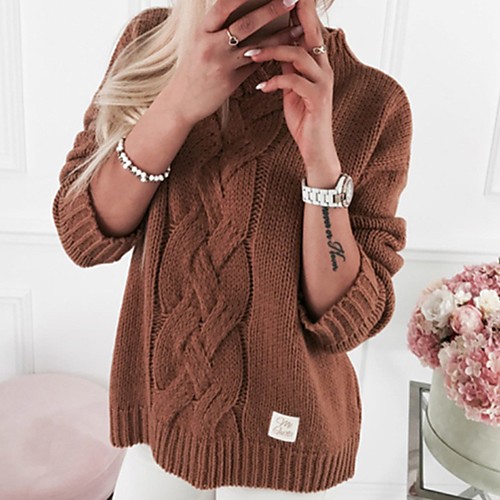 Women's Casual Solid Color Pullover Sweater Long Sleeve Sweater Cardigans Round Neck Fall Winter Red Brown Yellow Red
Women's Casual Solid Color Pullover Sweater Long Sleeve Sweater Cardigans Round Neck Fall Winter Red Brown Yellow Red