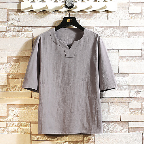 Men's T shirt Other Prints Solid Color Print Short Sleeve Casual Tops Simple Chinese Style Gray White Black
Men's T shirt Other Prints Solid Color Print Short Sleeve Casual Tops Simple Chinese Style Gray White Black