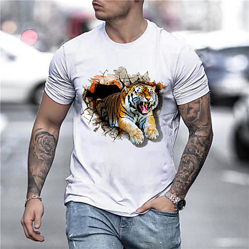 Men's Unisex Tee T shirt Shirt 3D Print Graphic Prints Tiger Print Short Sleeve Daily Tops Casual Designer Big and Tall White
Men's Unisex Tee T shirt Shirt 3D Print Graphic Prints Tiger Print Short Sleeve Daily Tops Casual Designer Big and Tall White
