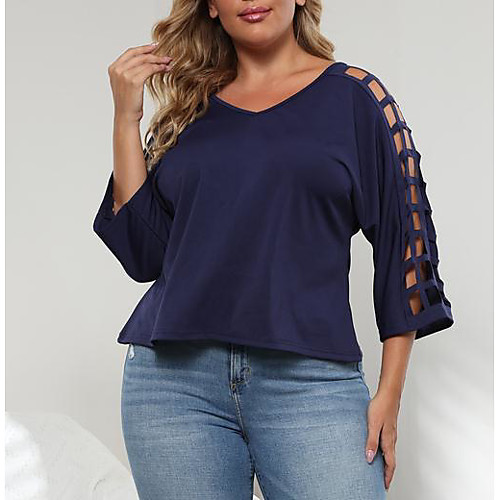 Women's Plus Size Tops T shirt Plain Cut Out Long Sleeve V Neck Sexy Fall Summer Wine Black Red Big Size XL XXL 3XL 4XL
Women's Plus Size Tops T shirt Plain Cut Out Long Sleeve V Neck Sexy Fall Summer Wine Black Red Big Size XL XXL 3XL 4XL