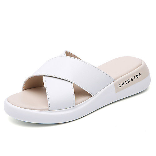 Women's Slippers & Flip-Flops Flat Heel Open Toe Daily Home Leather Solid Colored White Black
Women's Slippers & Flip-Flops Flat Heel Open Toe Daily Home Leather Solid Colored White Black