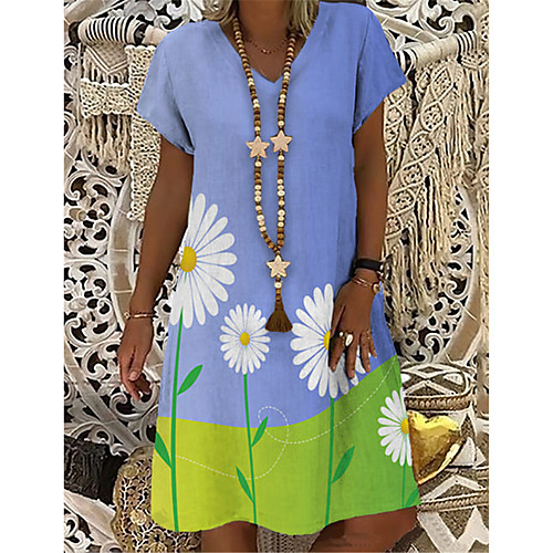 Women's T Shirt Dress Tee Dress Knee Length Dress Blue Short Sleeve Floral Color Block Print Summer V Neck Casual 2021 S M L XL XXL 3XL
Women's T Shirt Dress Tee Dress Knee Length Dress Blue Short Sleeve Floral Color Block Print Summer V Neck Casual 2021 S M L XL XXL 3XL