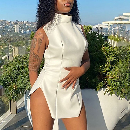 Women's Sheath Dress Short Mini Dress Yellow White Black Sleeveless Solid Color Backless Zipper Summer Turtleneck Casual 2021 S M L
Women's Sheath Dress Short Mini Dress Yellow White Black Sleeveless Solid Color Backless Zipper Summer Turtleneck Casual 2021 S M L