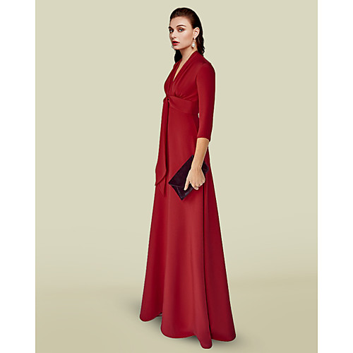 A-Line Mother of the Bride Dress Elegant V Neck Floor Length Charmeuse 3/4 Length Sleeve with Ruching 2021
A-Line Mother of the Bride Dress Elegant V Neck Floor Length Charmeuse 3/4 Length Sleeve with Ruching 2021
