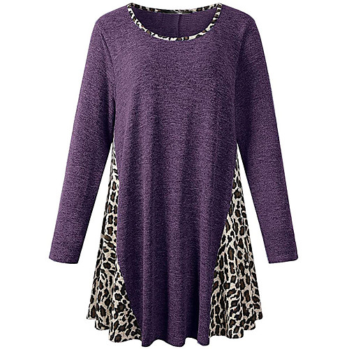Women's Plus Size Tops T shirt Leopard Print Solid Color Long Sleeve Round Neck Casual Fall Spring Blue Purple Gray Big Size L XL 2XL 3XL 4XL
Women's Plus Size Tops T shirt Leopard Print Solid Color Long Sleeve Round Neck Casual Fall Spring Blue Purple Gray Big Size L XL 2XL 3XL 4XL