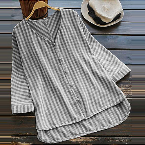 Women's Plus Size Tops Shirt Stripe Button Long Sleeve Button Down Collar Spring Summer Yellow Blushing Pink Gray Big Size L XL XXL XXXL 4XL
Women's Plus Size Tops Shirt Stripe Button Long Sleeve Button Down Collar Spring Summer Yellow Blushing Pink Gray Big Size L XL XXL XXXL 4XL