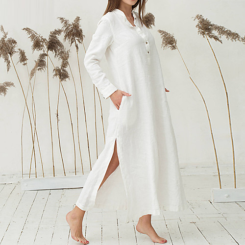 Women's Shirt Dress Maxi long Dress Sky Blue White Dark Blue Long Sleeve Solid Color Split Button Spring Summer Stand Collar Elegant Vintage Holiday T-shirt Sleeve Retro S M L XL XXL XXXL / Cotton
Women's Shirt Dress Maxi long Dress Sky Blue White Dark Blue Long Sleeve Solid Color Split Button Spring Summer Stand Collar Elegant Vintage Holiday T-shirt Sleeve Retro S M L XL XXL XXXL / Cotton