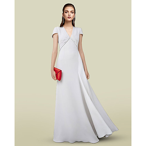 A-Line Mother of the Bride Dress Elegant V Neck Floor Length Charmeuse Short Sleeve with Pleats 2021
A-Line Mother of the Bride Dress Elegant V Neck Floor Length Charmeuse Short Sleeve with Pleats 2021