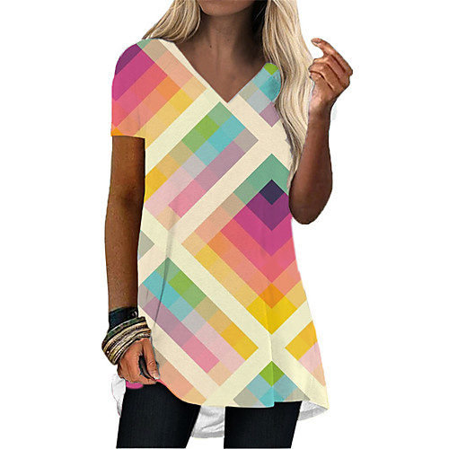 Women's T Shirt Dress Tee Dress Short Mini Dress Purple Blushing Pink Short Sleeve Geometric Print Summer V Neck Casual 2021 S M L XL XXL 3XL
Women's T Shirt Dress Tee Dress Short Mini Dress Purple Blushing Pink Short Sleeve Geometric Print Summer V Neck Casual 2021 S M L XL XXL 3XL