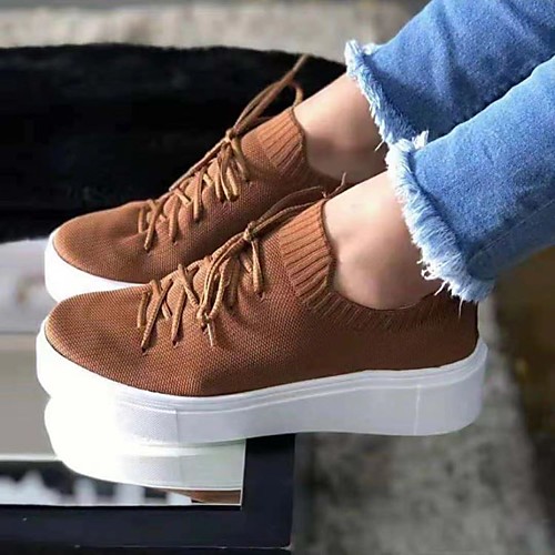 Women's Sneakers Flat Heel Round Toe Daily Tissage Volant Lace-up Solid Colored Pink Black Coffee
Women's Sneakers Flat Heel Round Toe Daily Tissage Volant Lace-up Solid Colored Pink Black Coffee