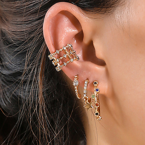 Women's Cubic Zirconia Ear Cuff Earrings Set Star Stylish Simple European Korean Sweet Earrings Jewelry Gold For Party Evening Street Date Birthday Beach 1 set
Women's Cubic Zirconia Ear Cuff Earrings Set Star Stylish Simple European Korean Sweet Earrings Jewelry Gold For Party Evening Street Date Birthday Beach 1 set