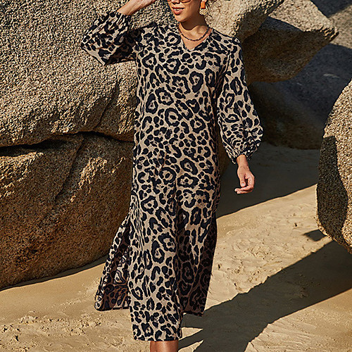 Women's Swing Dress Midi Dress Brown Long Sleeve Print Split Print Summer V Neck Casual Holiday 2021 S M L XL
Women's Swing Dress Midi Dress Brown Long Sleeve Print Split Print Summer V Neck Casual Holiday 2021 S M L XL