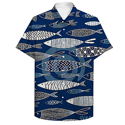 Men's Shirt 3D Print Fish Plus Size 3D Print Button-Down Short Sleeve Street Tops Casual Fashion Breathable Comfortable Blue / Sports
Men's Shirt 3D Print Fish Plus Size 3D Print Button-Down Short Sleeve Street Tops Casual Fashion Breathable Comfortable Blue / Sports