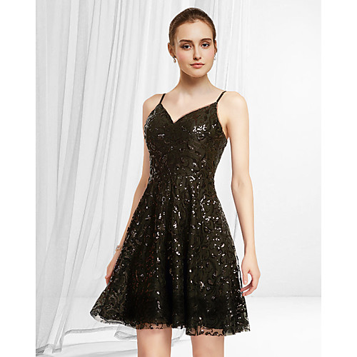 A-Line Glittering Sexy Homecoming Party Wear Dress V Neck Sleeveless Short / Mini Lace Sequined with Pleats Sequin 2021
A-Line Glittering Sexy Homecoming Party Wear Dress V Neck Sleeveless Short / Mini Lace Sequined with Pleats Sequin 2021