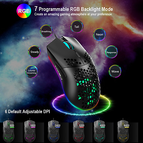 6 Button USB Computer Mouse Mice J900 RGB Lighting Mice 8000 DPI Ergonomic Gamer Dustproof Portable Carrying Decor
6 Button USB Computer Mouse Mice J900 RGB Lighting Mice 8000 DPI Ergonomic Gamer Dustproof Portable Carrying Decor