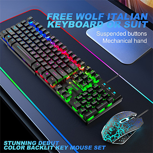 Free Wolf T13 Spanish Keyboard With Lighted Keys And Mouse Logo Set Game Backlight
Free Wolf T13 Spanish Keyboard With Lighted Keys And Mouse Logo Set Game Backlight