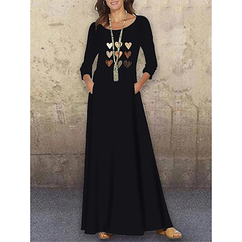 Women's Shift Dress Maxi long Dress Black 3/4 Length Sleeve Print Geometric Print Spring Summer Round Neck Casual Holiday 2021 S M L XL XXL 3XL
Women's Shift Dress Maxi long Dress Black 3/4 Length Sleeve Print Geometric Print Spring Summer Round Neck Casual Holiday 2021 S M L XL XXL 3XL
