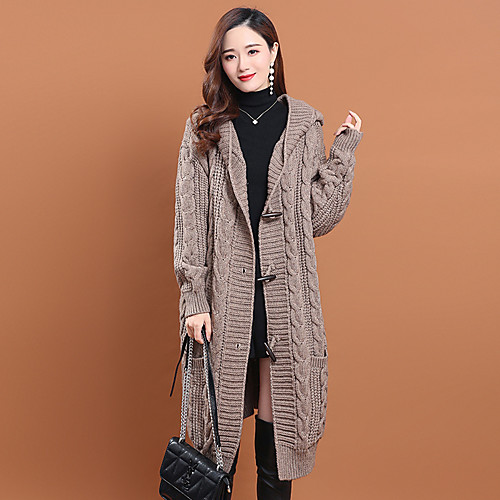 Women's Casual Pure Color Solid Color Cardigan Sweater Co-ords Long Sleeve Sweater Cardigans Hooded Fall Winter Coffee color Dark Gray Apricot
Women's Casual Pure Color Solid Color Cardigan Sweater Co-ords Long Sleeve Sweater Cardigans Hooded Fall Winter Coffee color Dark Gray Apricot